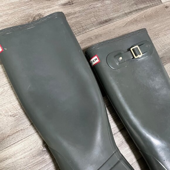 Hunter Original Gloss Tall Rain Boots Graphite Grey Women’s Size 7 - Picture 4 of 11